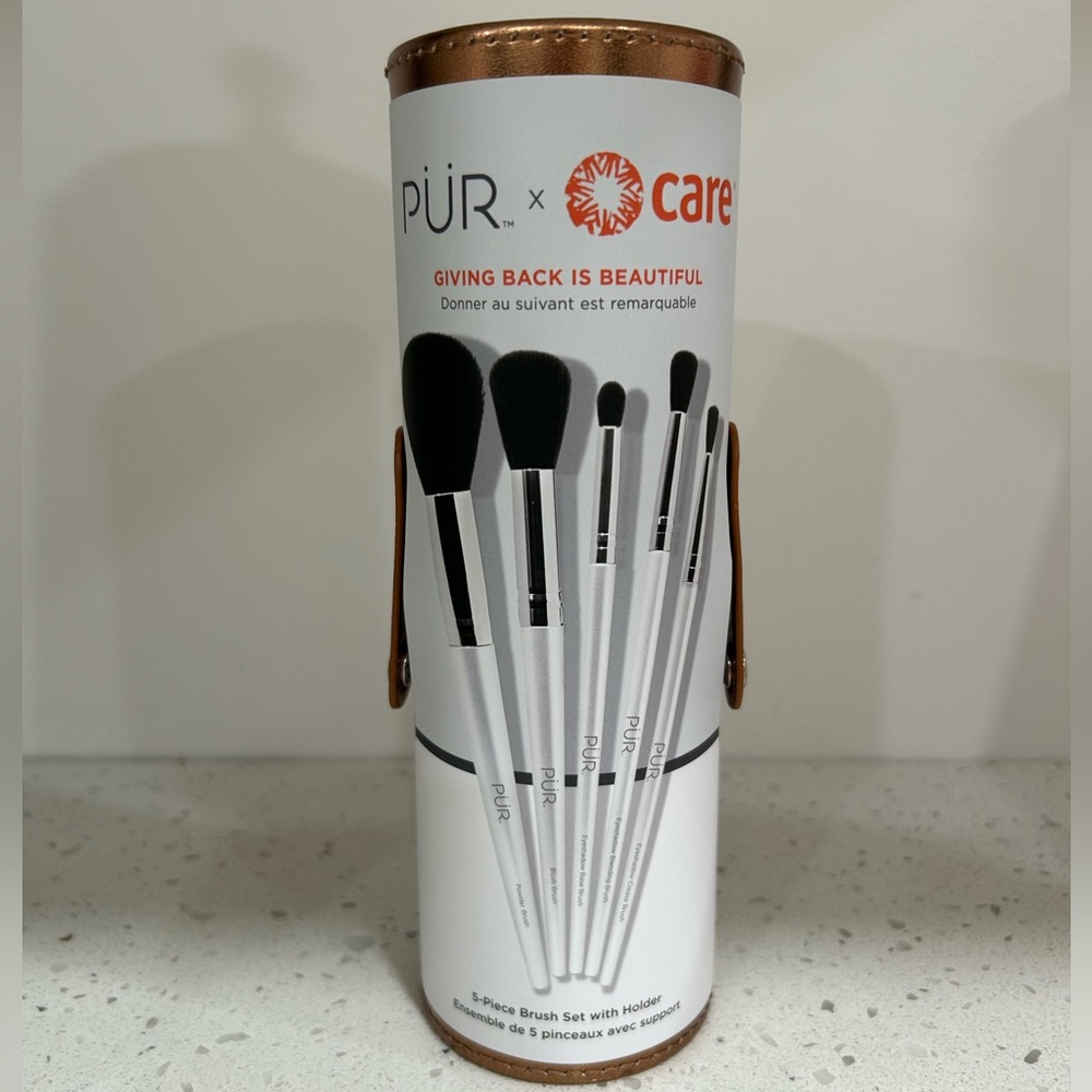 Pur x Care 5-Piece Makeup Brush Set In Holder NEW